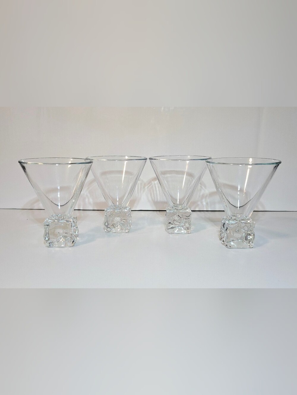 DiSaronno Melting Ice Cube Base Martini Glass Set of 4 Vintage Italian Drinkware